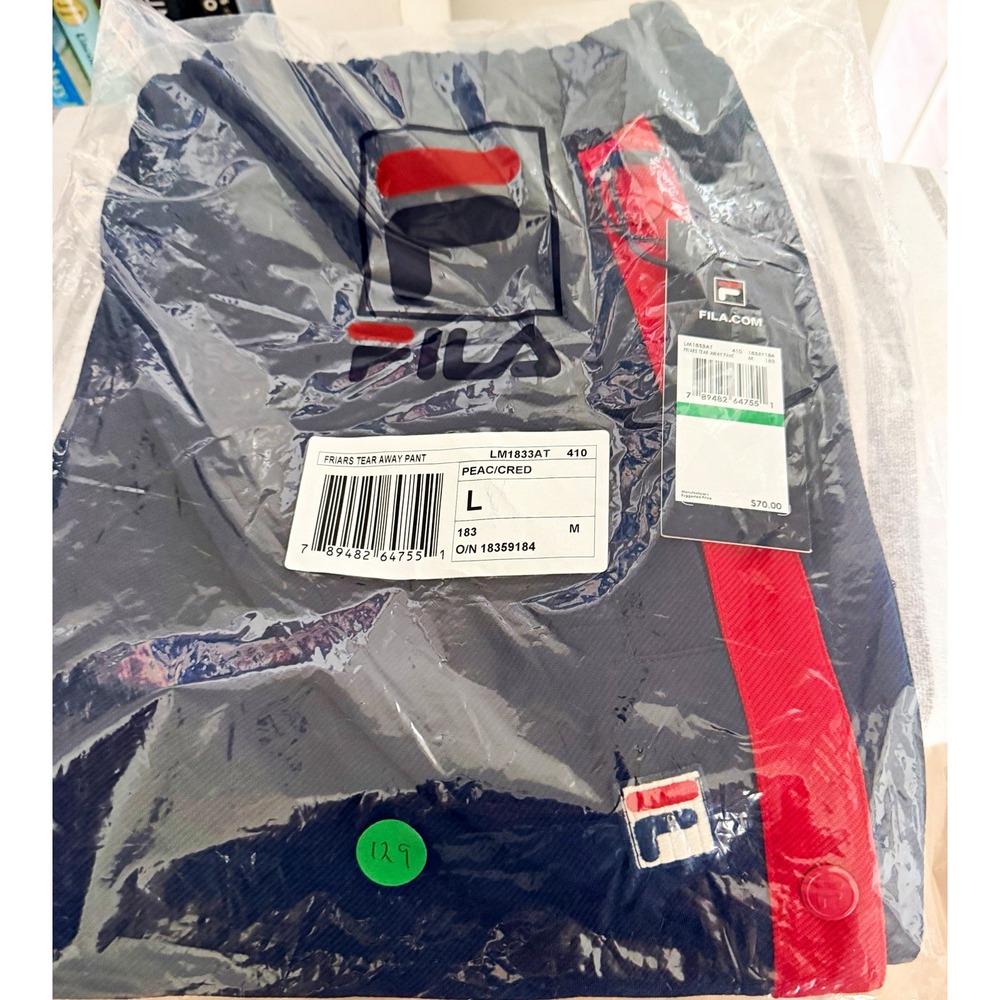 FILA Mens Tear Away Basketball Pants Navy Red Size L Snap Closure LM1833AT